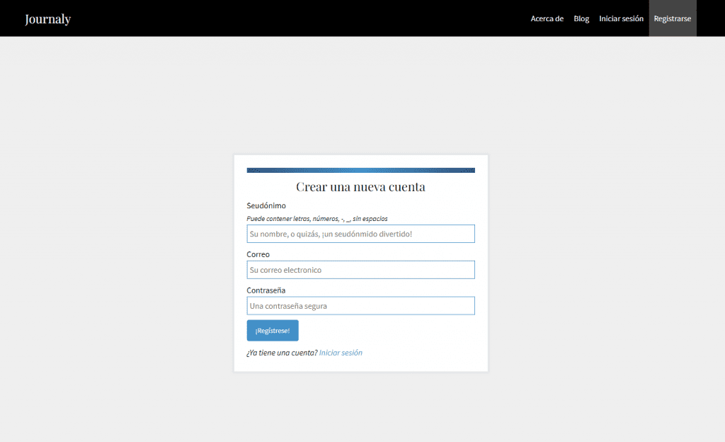 Registrarse en Journaly