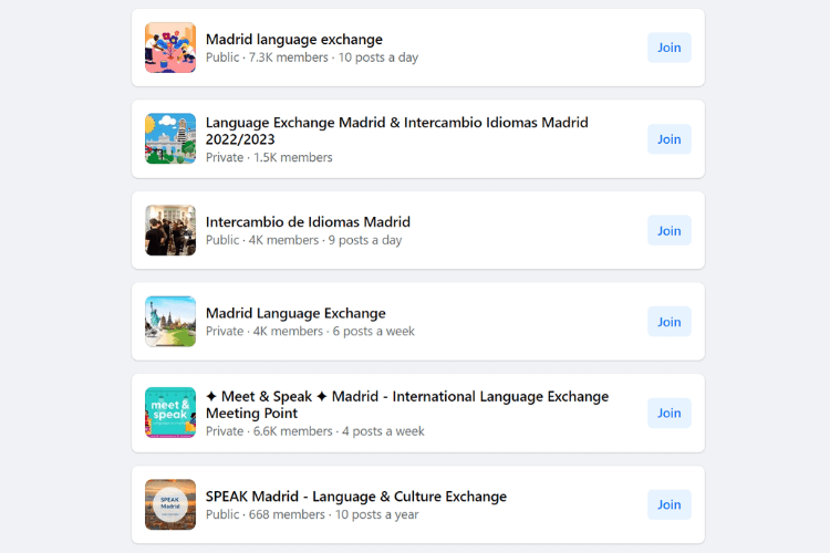 language exchange facebook